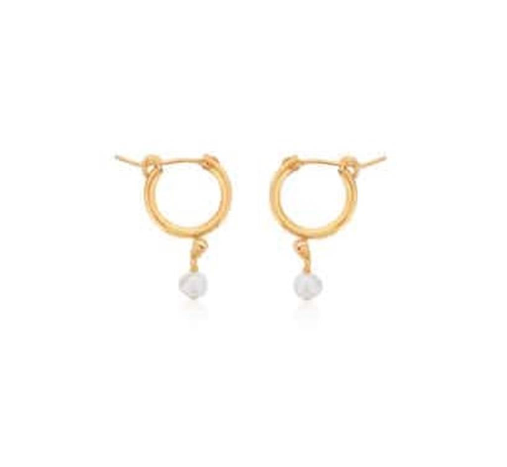 Dee Berkley Hoop Earrings With Pearl Gemstone Drop
