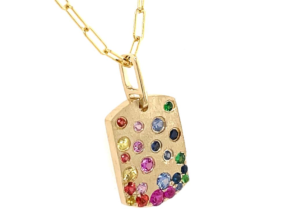 Dilamani 14K Yellow Gold Rainbow Sapphire Pendant