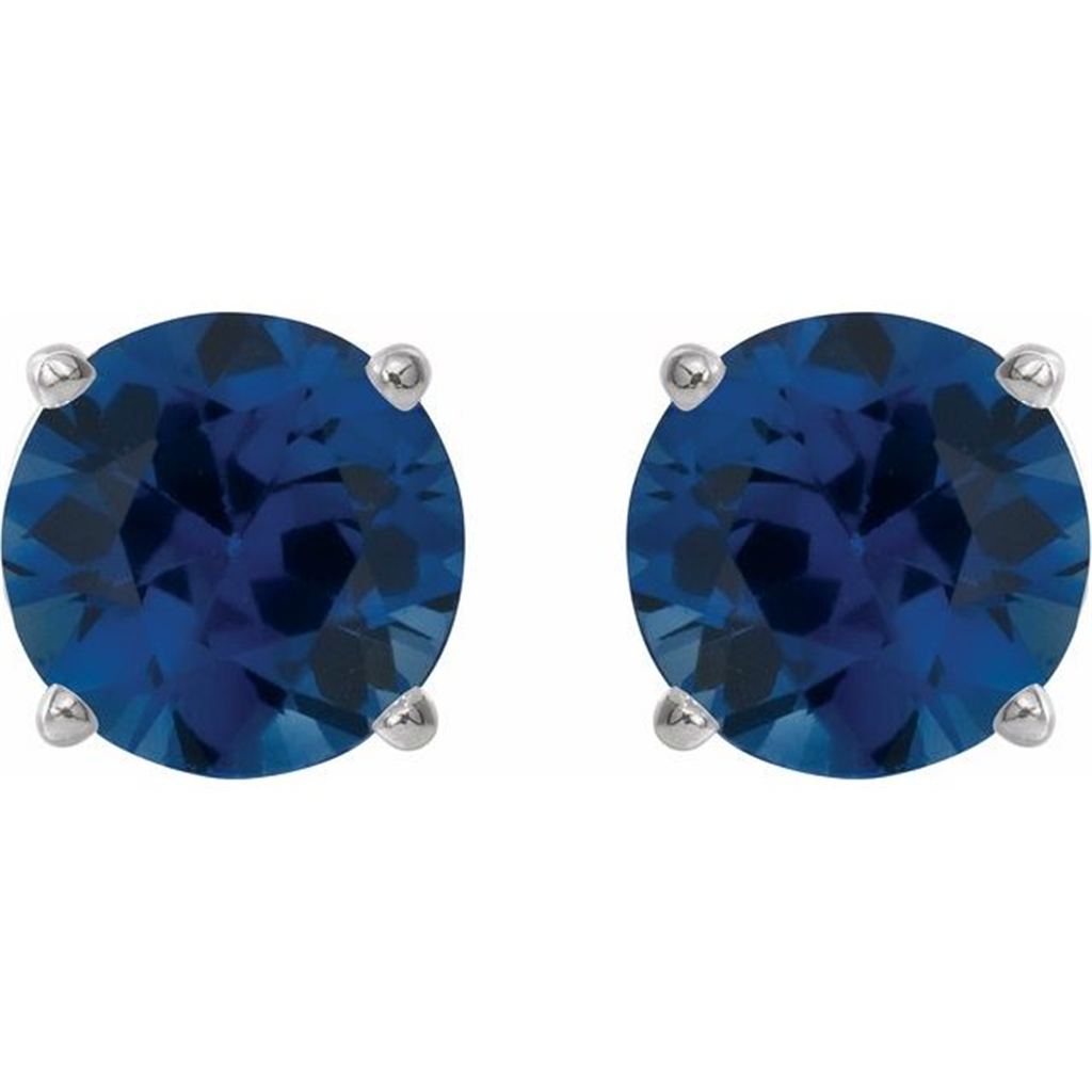 Rolland's Designs 1$K White Gold Blue Sapphire Stud Earrings