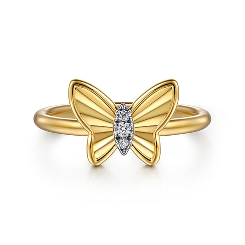 Gabriel 14Ky Diamond Diamond Cut Butterfly Ring