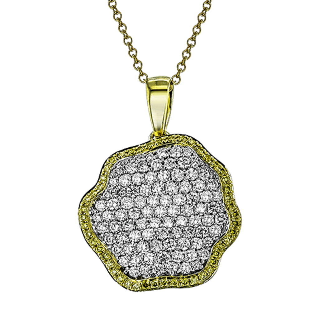 Simon G. 18K Two Tone Free Form Yellow & White Diamond Pendant with Chain