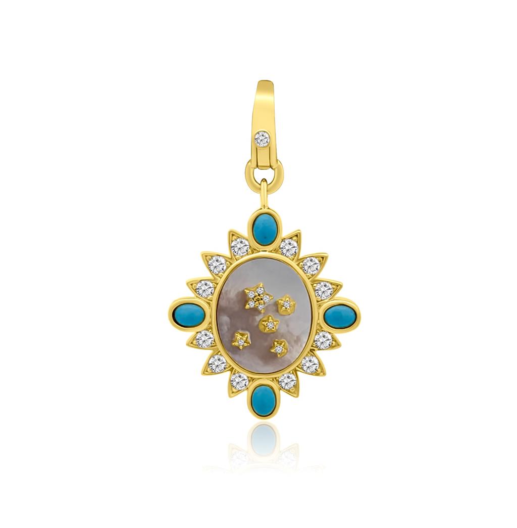 Rolland's Designs Mother of Pearl & Turqoise Star Pendant