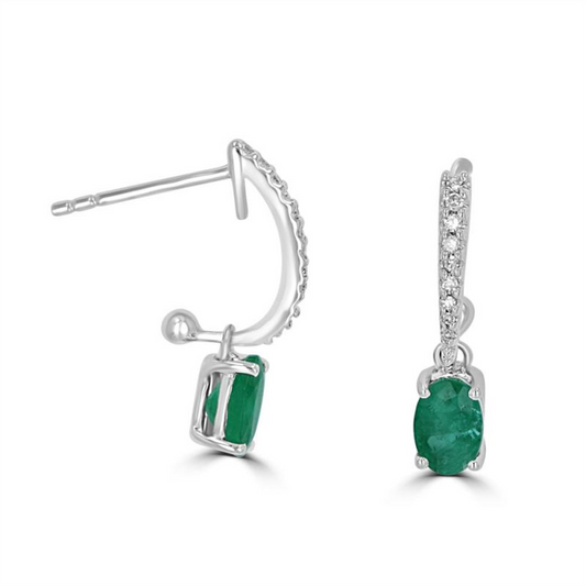 Rolland's Designs Emerald and Diamond Dangle Earrings