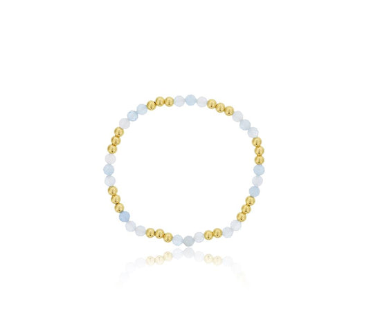 Dee Berkley Aquamarine & Gold Bead Station Bracelet