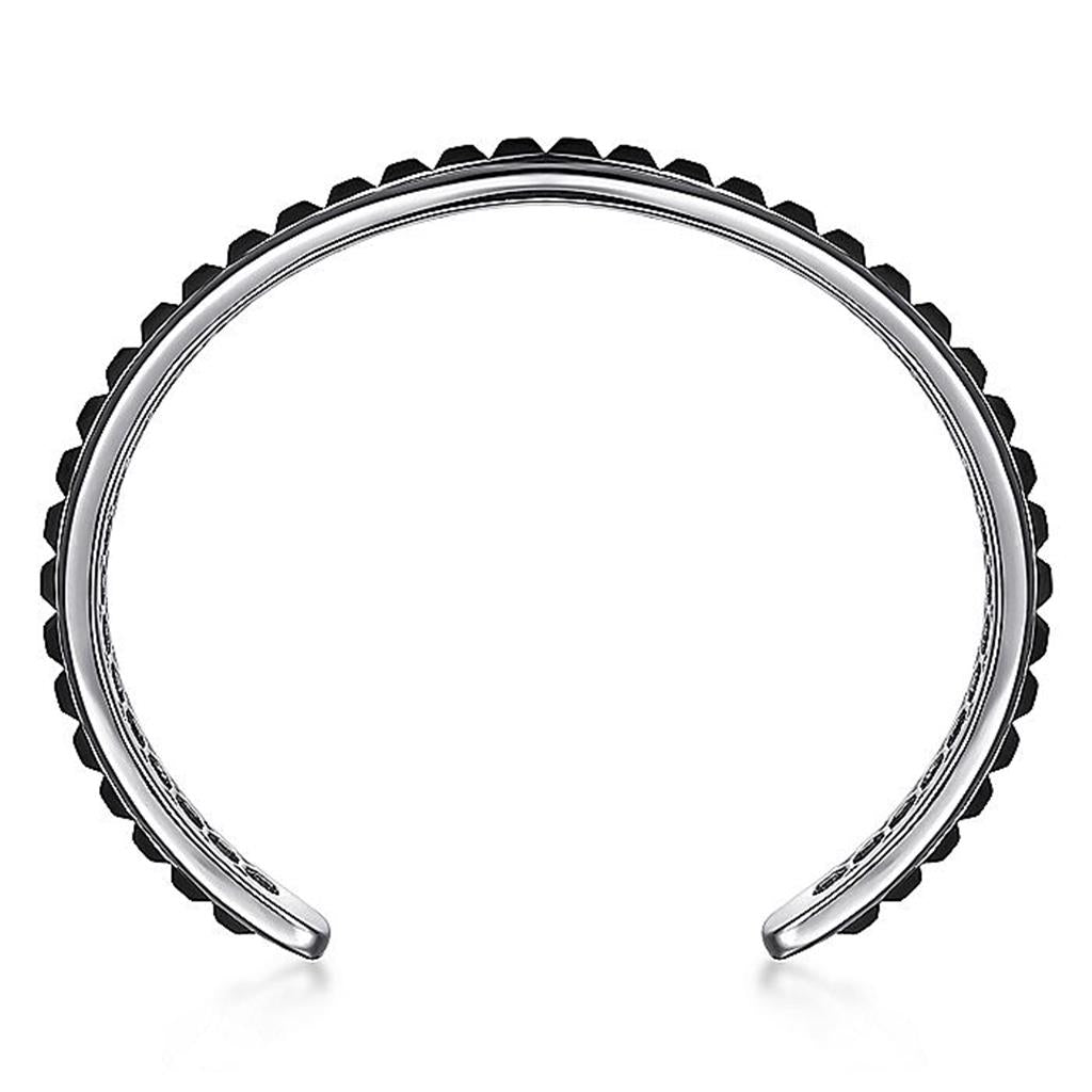 Gabriel Sterling Silver Open Cuff Black Grommet Bracelet