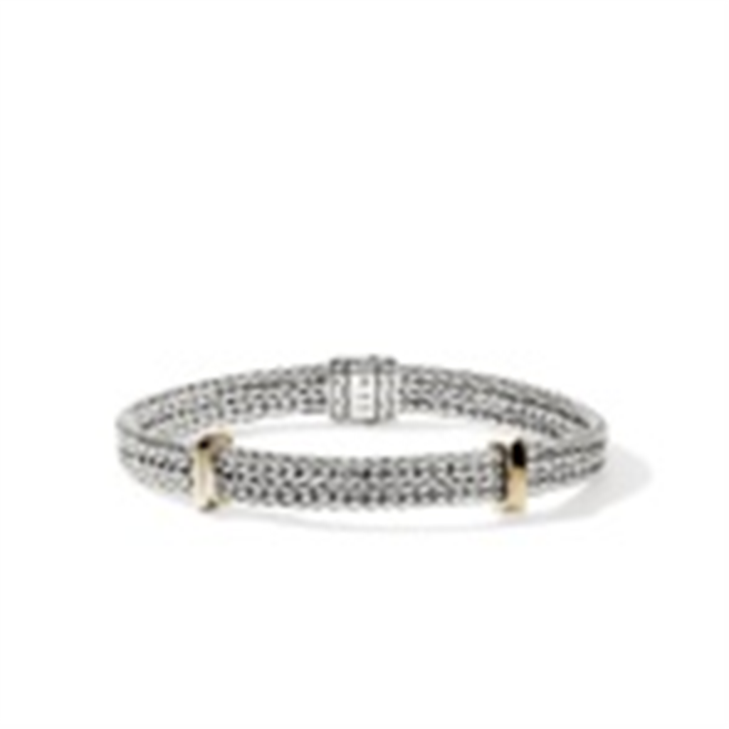 John Hardy Silver Icon Link Flat Chain Bracelet with Gold Stations