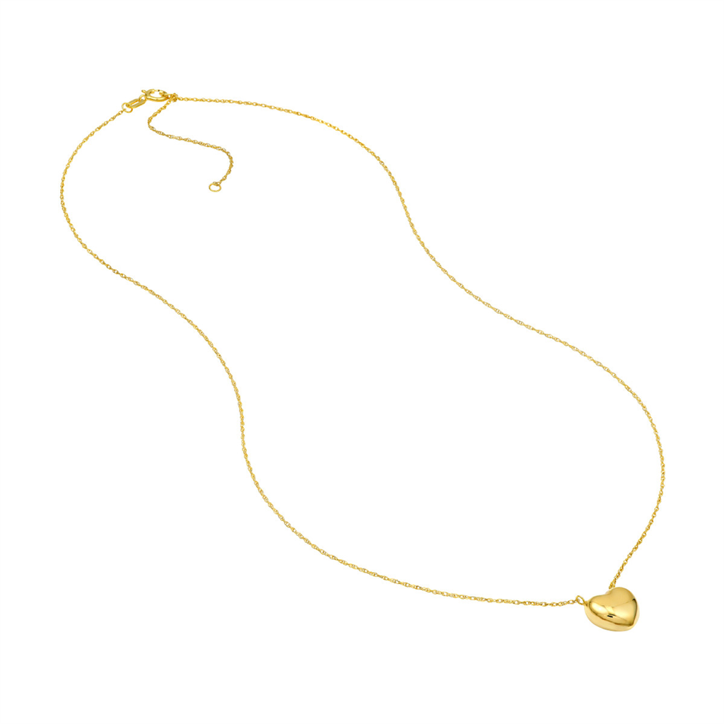 Gold Puffy Large Heart Necklace