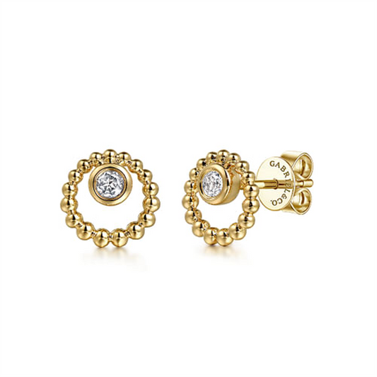 Gabriel 14Ky Bujukan And White Sapphire Stud Earrings