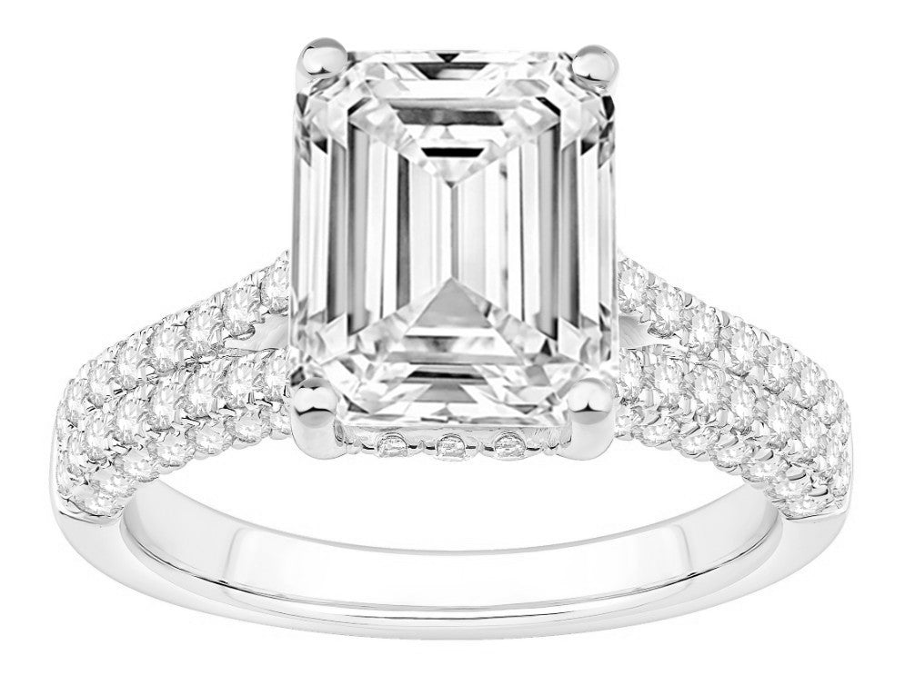 14K White Gold Lab Grown Emerald Cut Ring