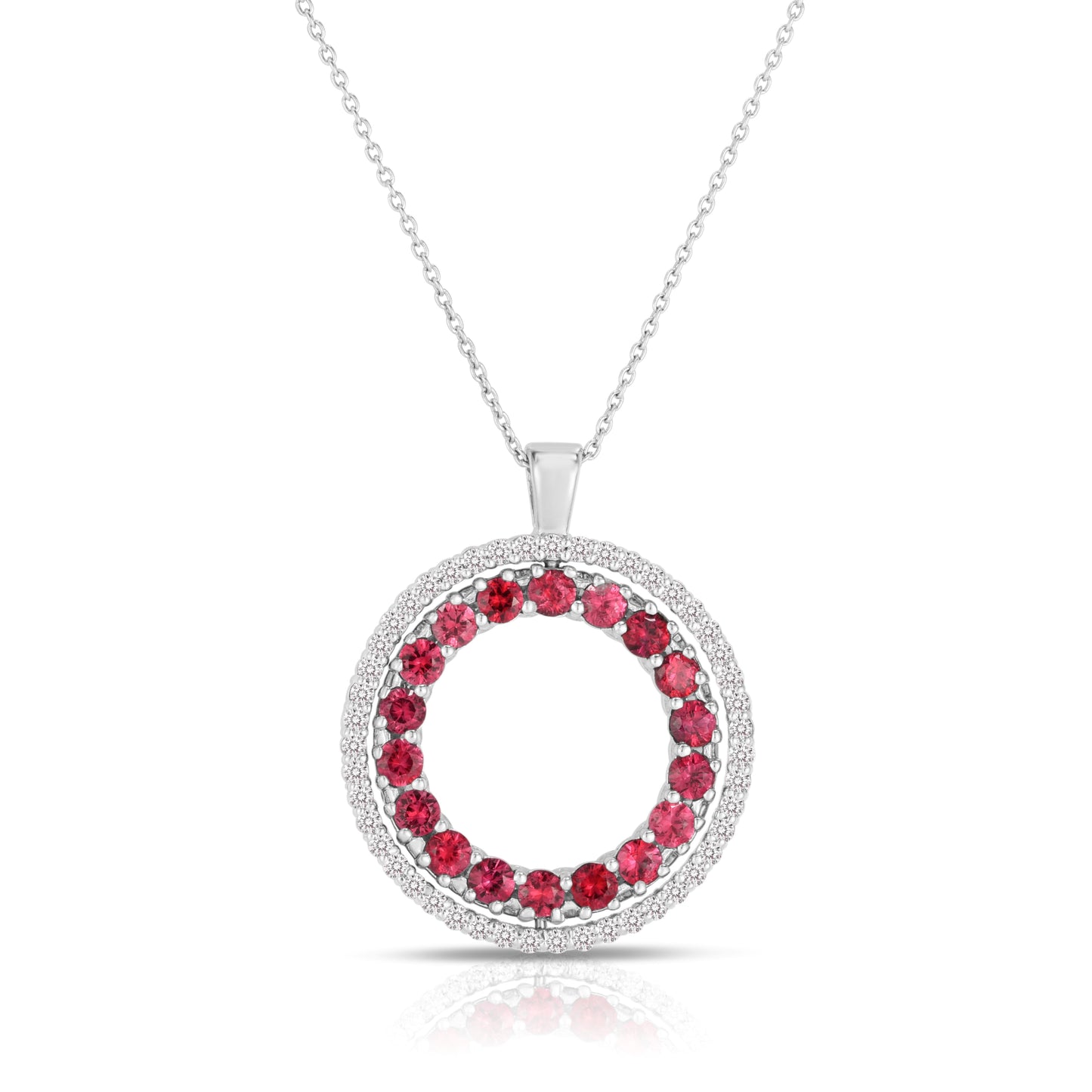 Roberto Coin 18K White Gold Diamond & Ruby Reversible Circle Necklace
