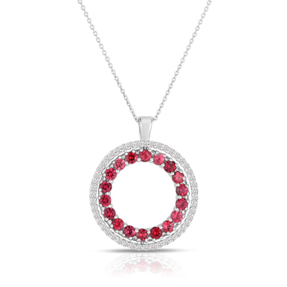 Roberto Coin 18K White Gold Diamond & Ruby Reversible Circle Necklace