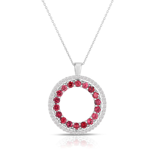 Roberto Coin 18K White Gold Diamond & Ruby Reversible Circle Necklace