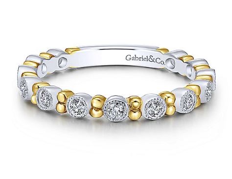 Gabriel Diamond Beaded Spacers Ring