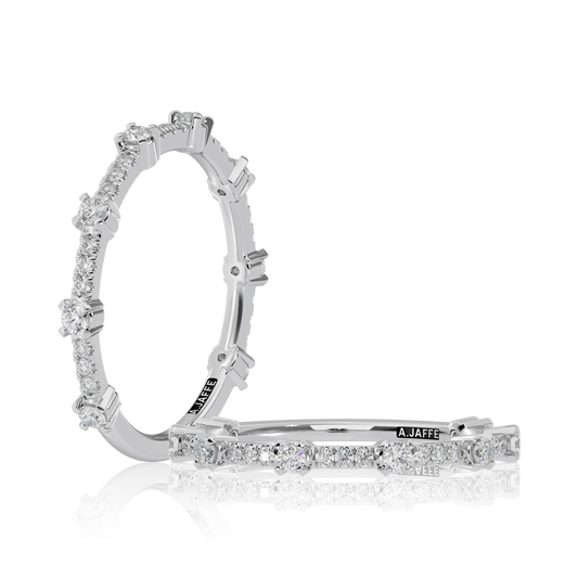 A Jaffe 14K White Gold Diamond Wedding Band