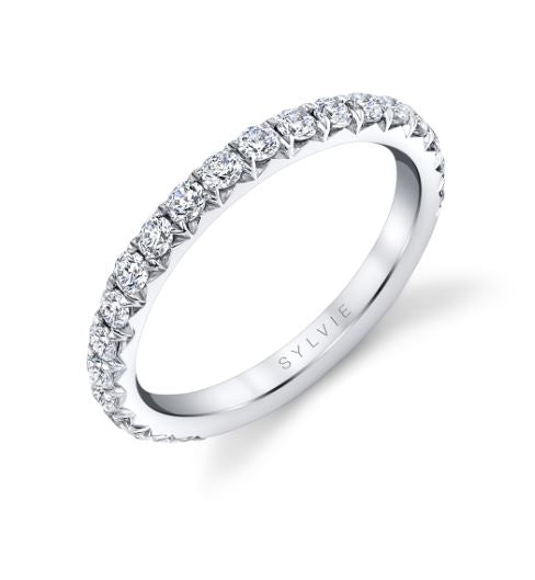 Sylvie14K White Gold Diamond Wedding Band