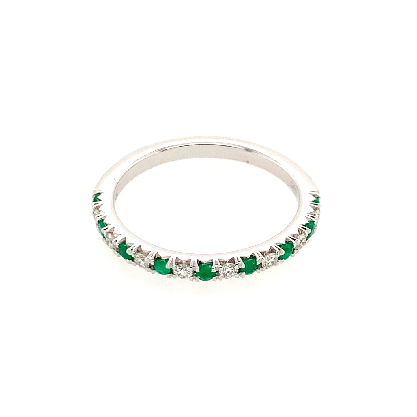 14K Yellow Gold Diamond And Emerald Band