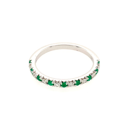 14K Yellow Gold Diamond And Emerald Band
