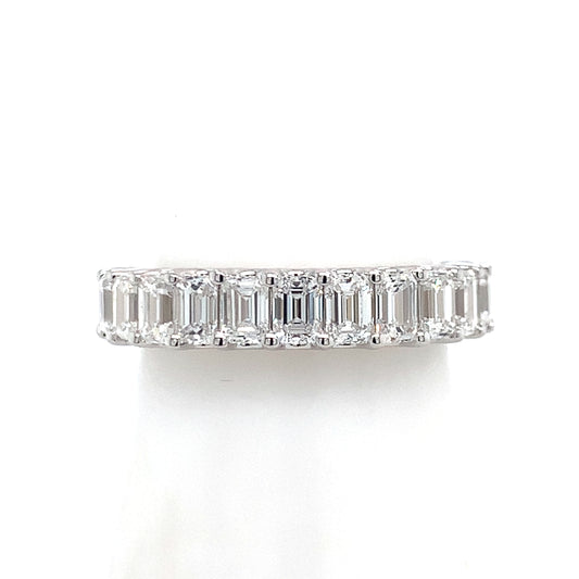 White Gold Emeral Cut Diamond Band