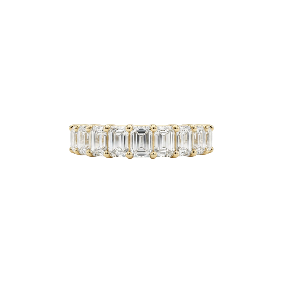 14K Yellow Gold 10 Stone Emerald Cut Diamond Band