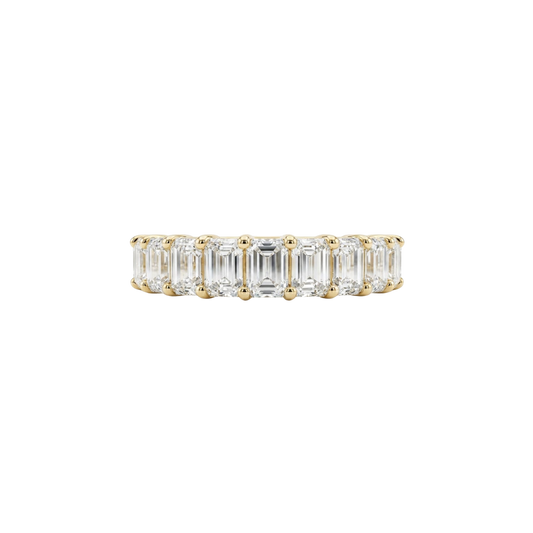 14K Yellow Gold 10 Stone Emerald Cut Diamond Band