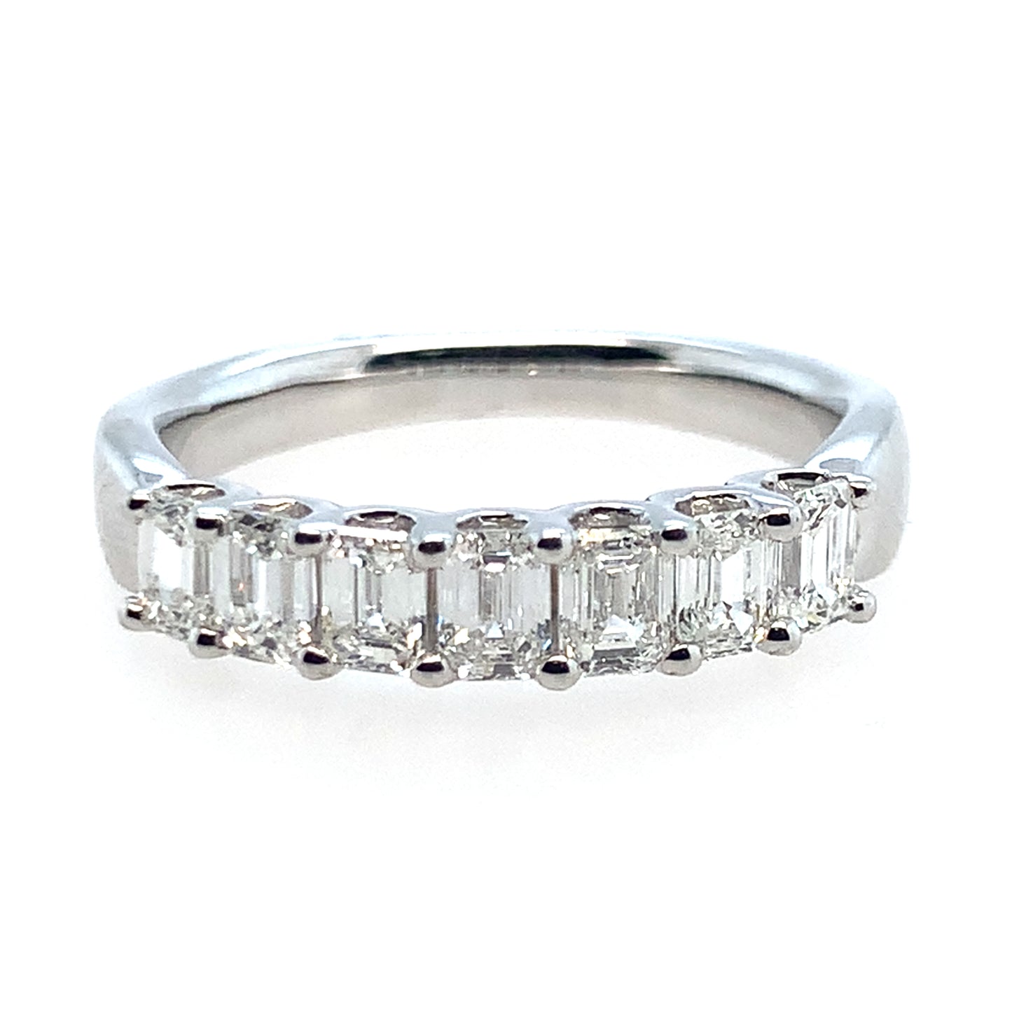 14K White Gold Emerald Cut Diamond Band