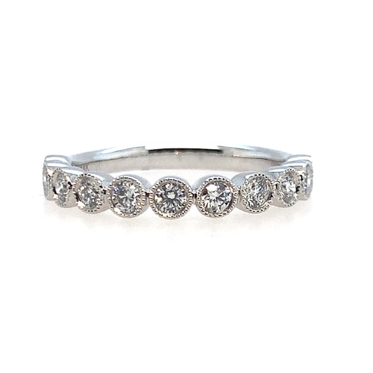 14K White Gold Diamond Station Band