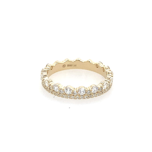 14K Yellow Gold 2-Row Diamond Scalloped Band