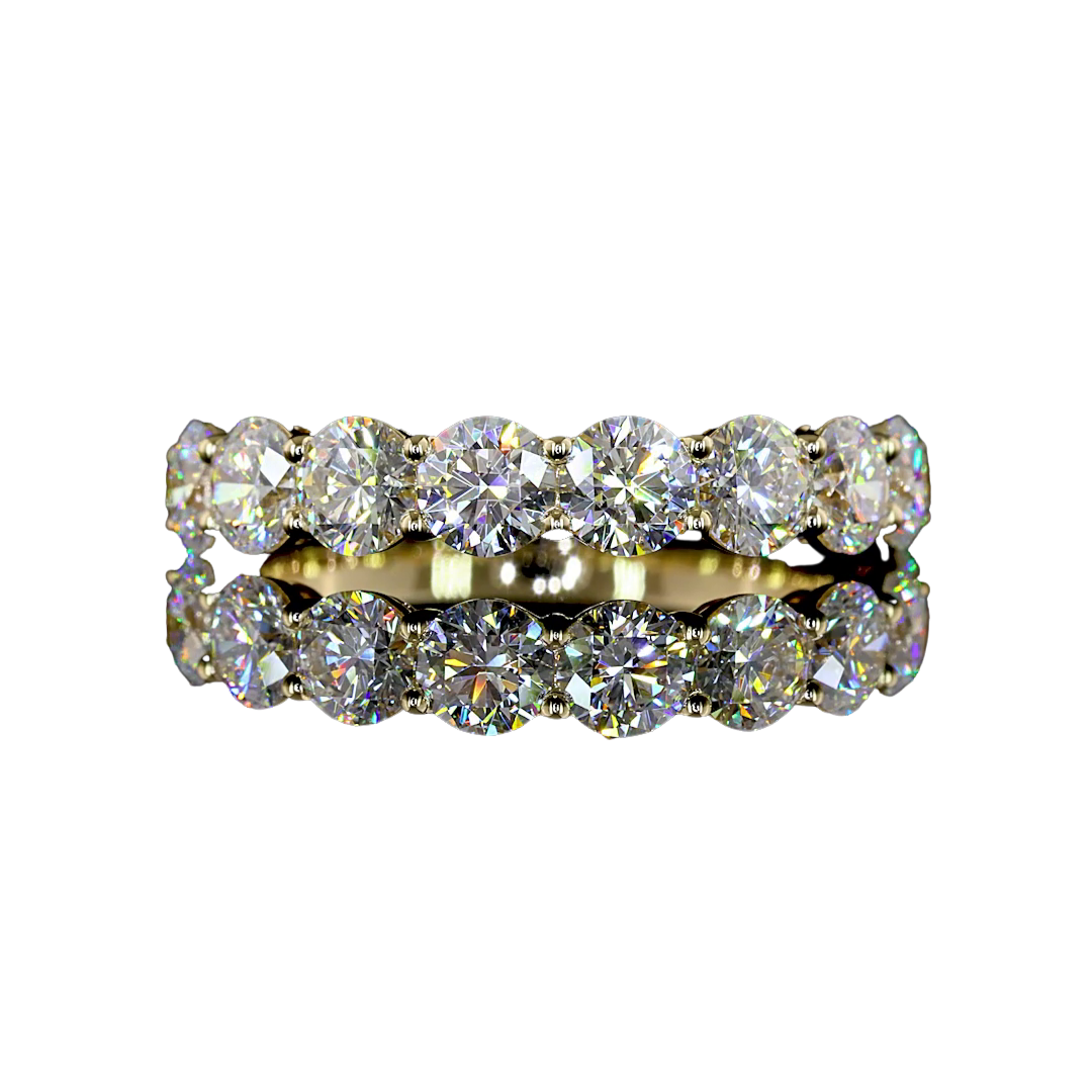 14K Yellow Gold Round Lab Grown Diamond Half Eternity Band