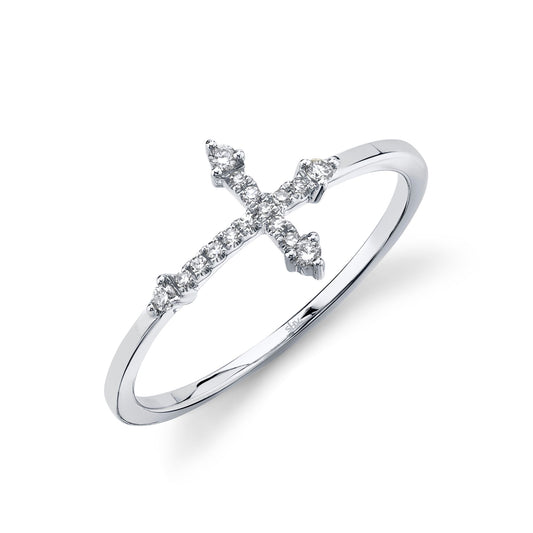 Shy 14K Diamond Cross Ring
