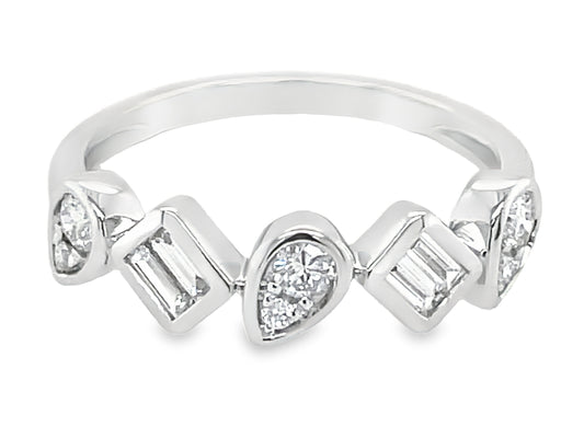 Dilamani 14K White Gold Diamond Pivoting Shape Ring