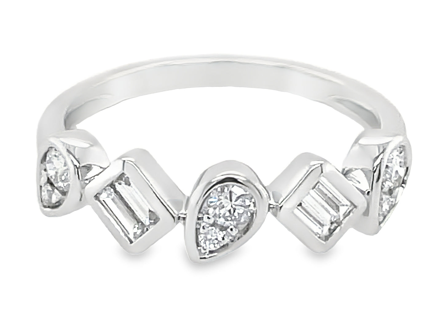Dilamani 14K White Gold Diamond Pivoting Shape Ring