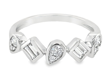 Dilamani 14K White Gold Diamond Pivoting Shape Ring