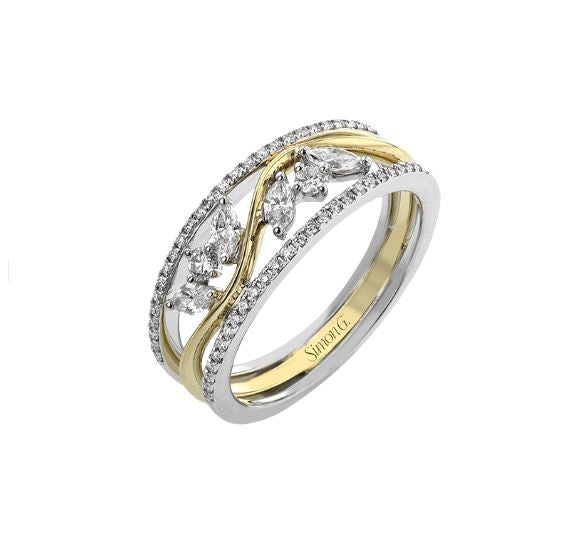 Simon G 18Kyw Diamond Leaflette Multi-Row Band 58Dia-.53Cts