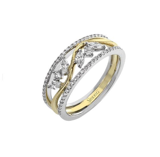 Simon G 18Kyw Diamond Leaflette Multi-Row Band 58Dia-.53Cts