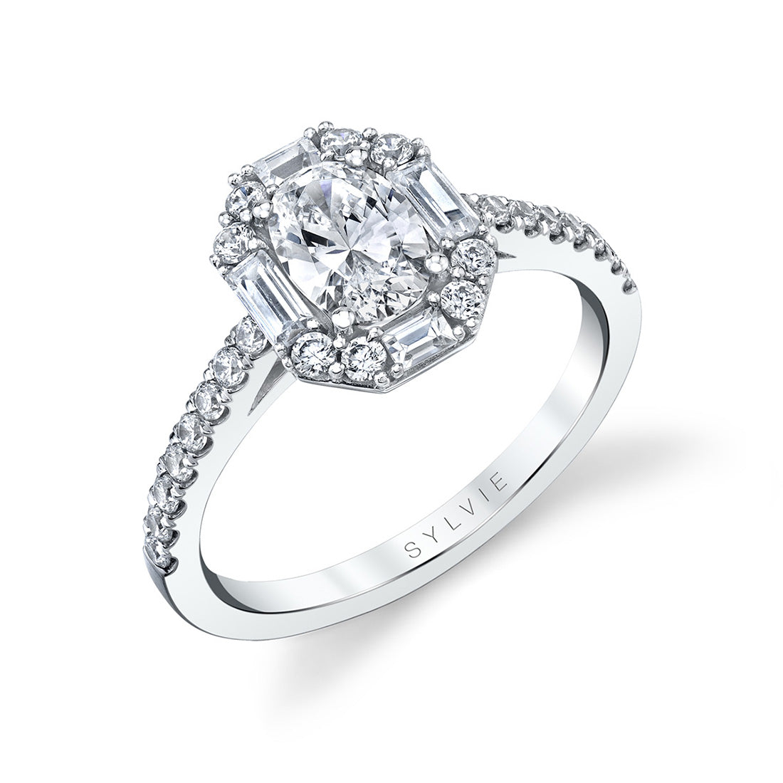 Sylvie 14k White Gold Diamond Halo Mount Ring