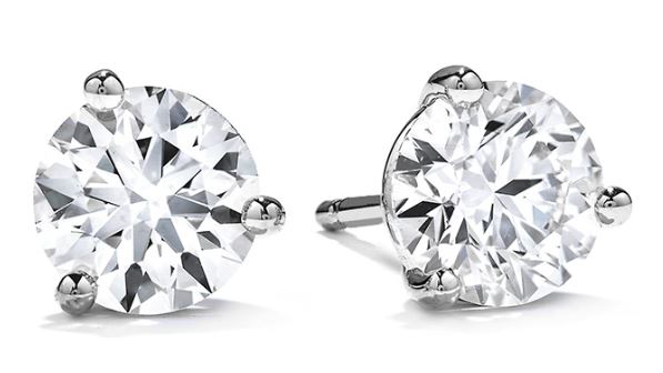 Hearts On Fire 3 Prong Studs 1.25cts