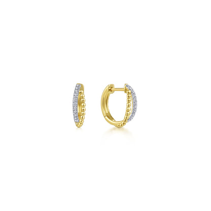 Gabriel Two Tone Twisted Diamond & Beaded Huggies