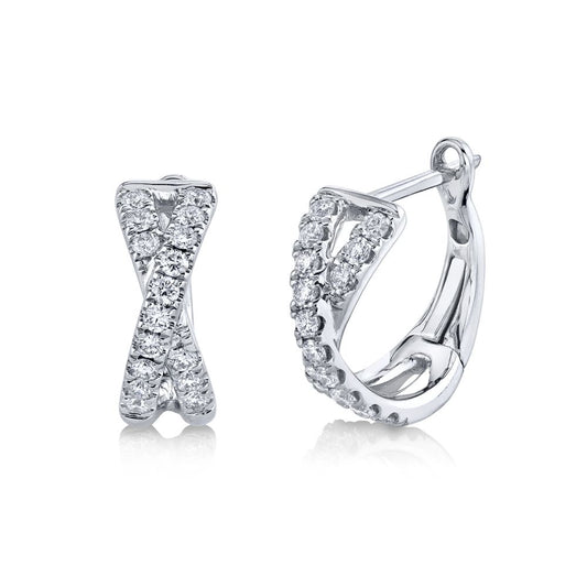 Shy 14Kw Criss Cross Diamond Huggies