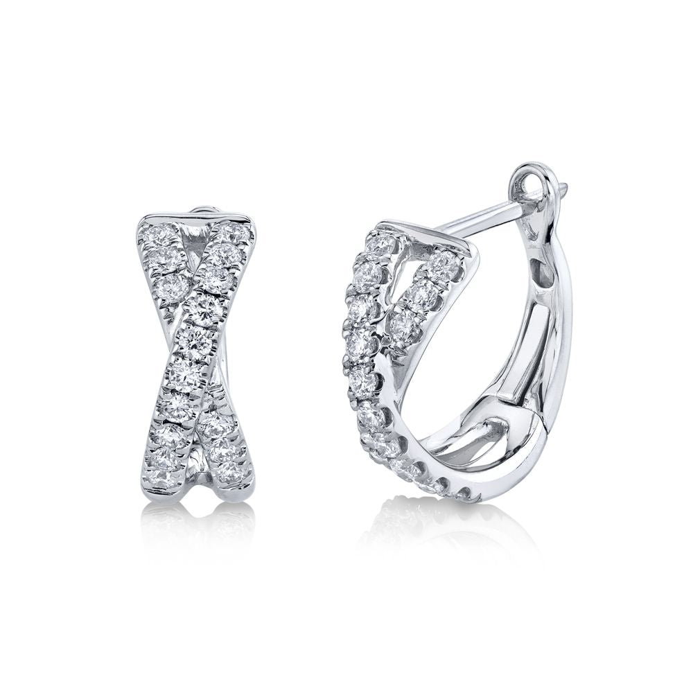 Shy 14Kw Criss Cross Diamond Huggies