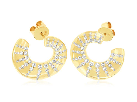 14K Yellow Gold Diamond Burst Stud Earrings