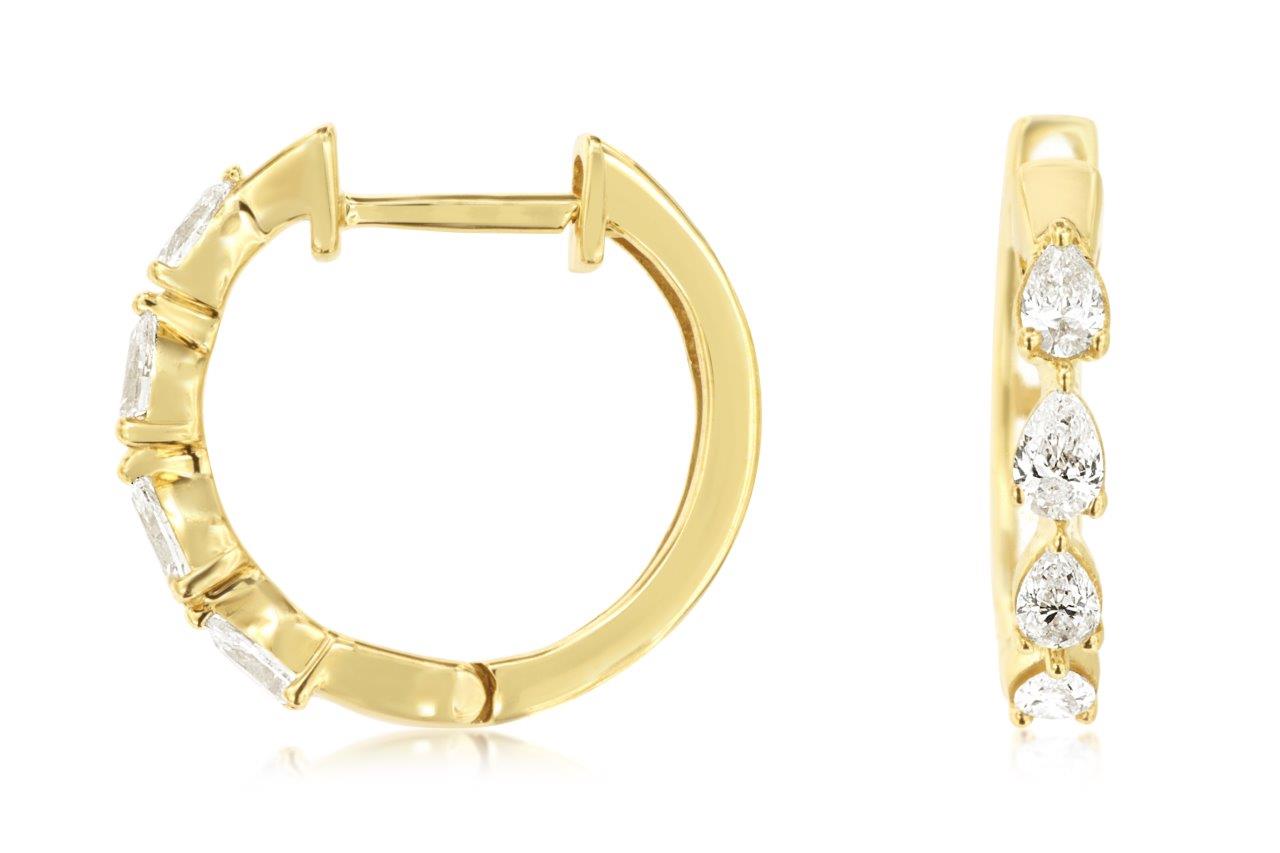 14K Yellow Gold Diamond Hoop Earrings