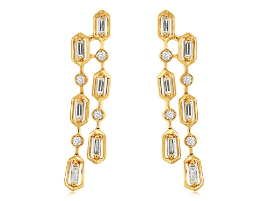 14K Yellow Gold Diamond Earrings