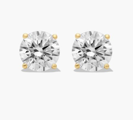 14K Yellow Gold 4-Prong Round Diamond Studs