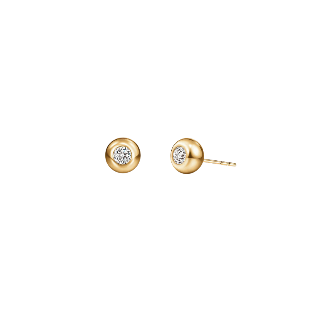 Hearts On Fire 18K Yellow Gold Dream Puffed Bezel Diamond Stud Earrings