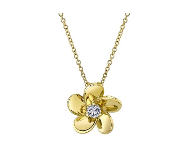 Shy 14Ky Diamond Flower Pendant