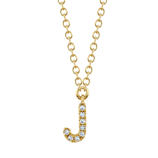 Shy 14Ky Diamond "J" Pendant Necklace