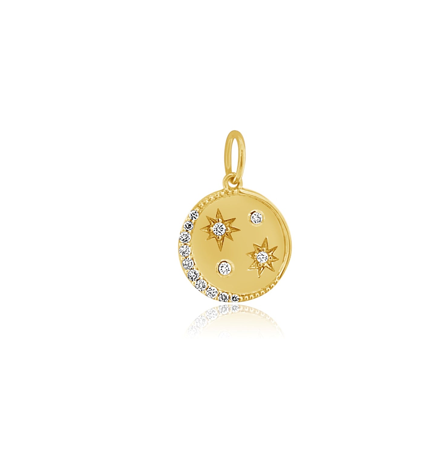 Rolland's Designs 14K Gold Diamond Star & Moon Pendant