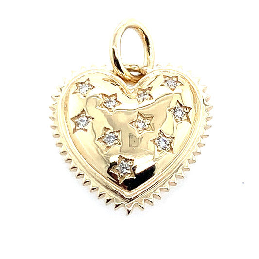 Rolland's Designs Diamond Stars In Heart Charm
