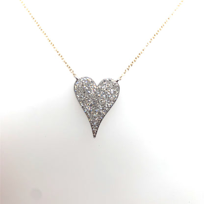 Shy Creation Diamond Big Pave Heart Pendant Necklace