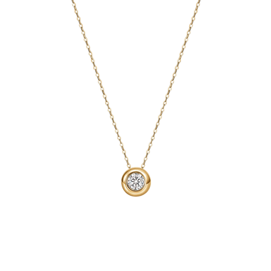 Hearts On Fire 18K Yellow Gold Dream Puffed Bezel Diamond Solitaire Necklace